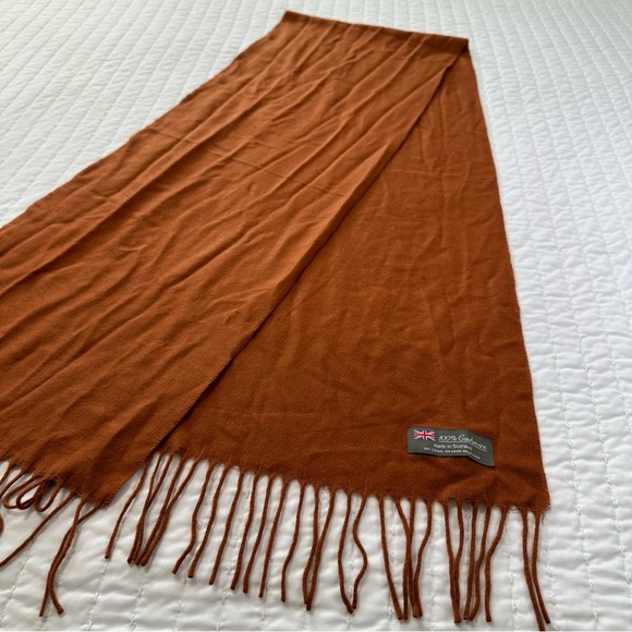 100% Cashmere Made in Scotland Elegant Brown Scarf  Unisex - Picture 4 of 6
